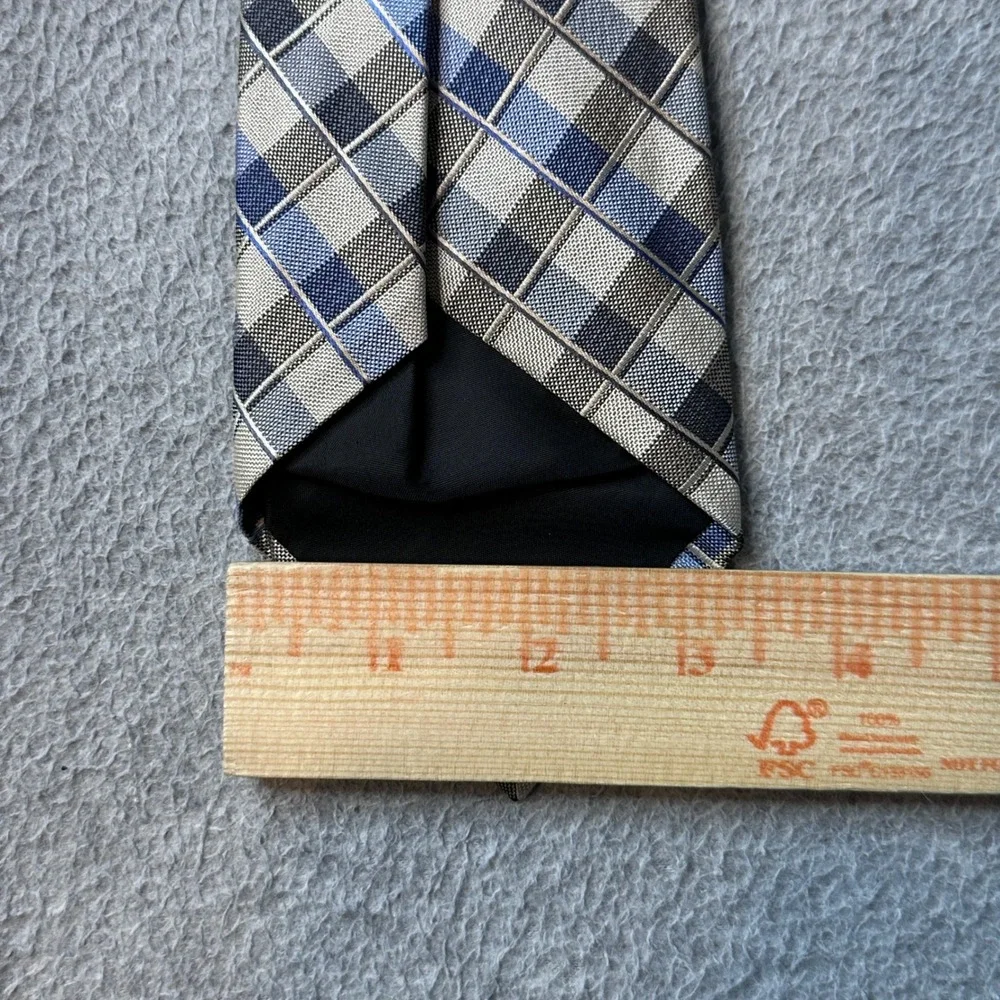 Croft & Barrow Tie Mens OS Blue Plaid Silk‎ Blend Classic Handmade